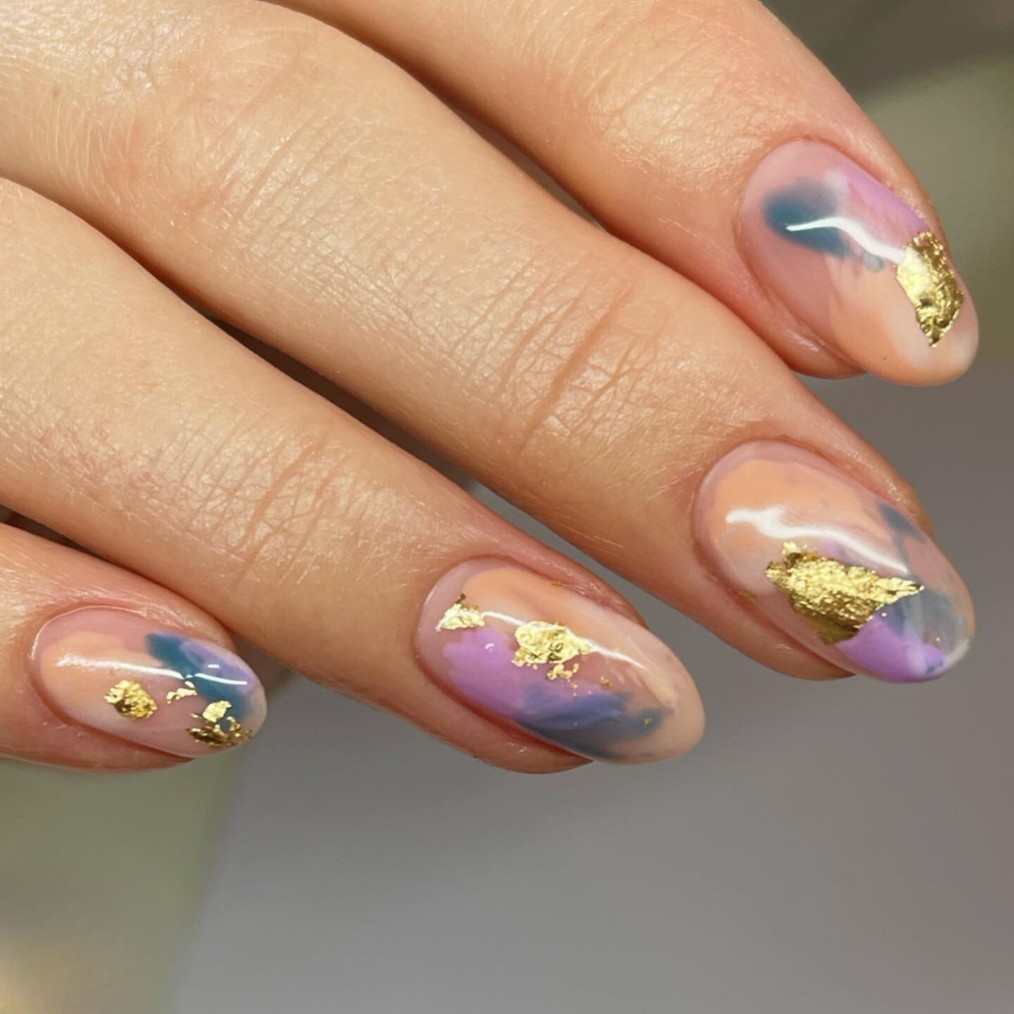 Marbled Elegance with Gold Flakes