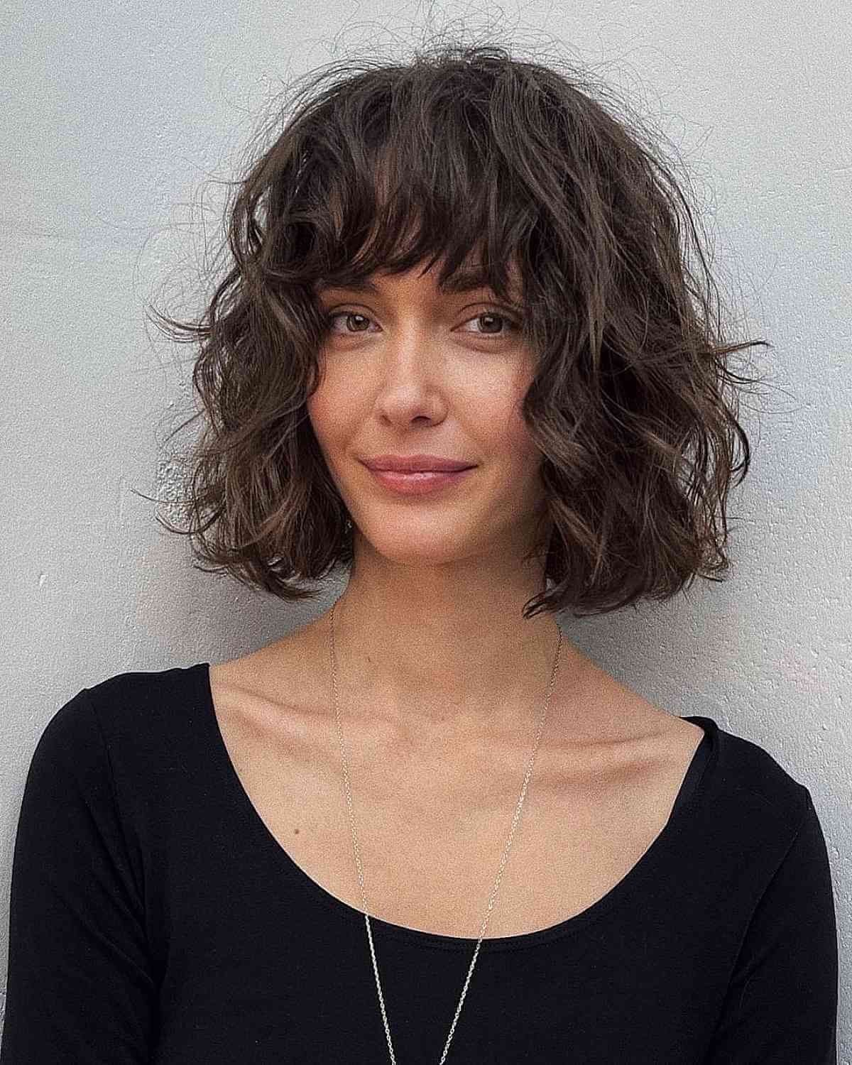 The Playful Wavy Bob with Bangs