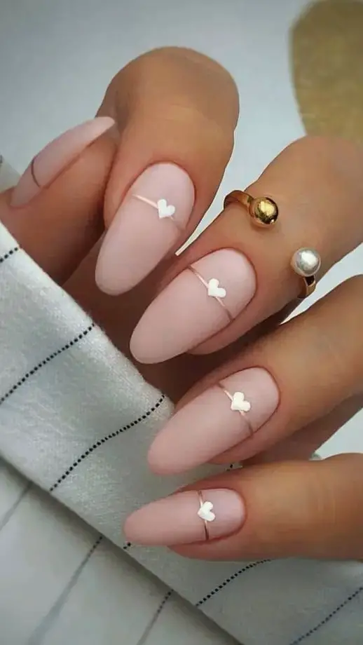 Blushing Beauty: Subtle Ombré with White Hearts