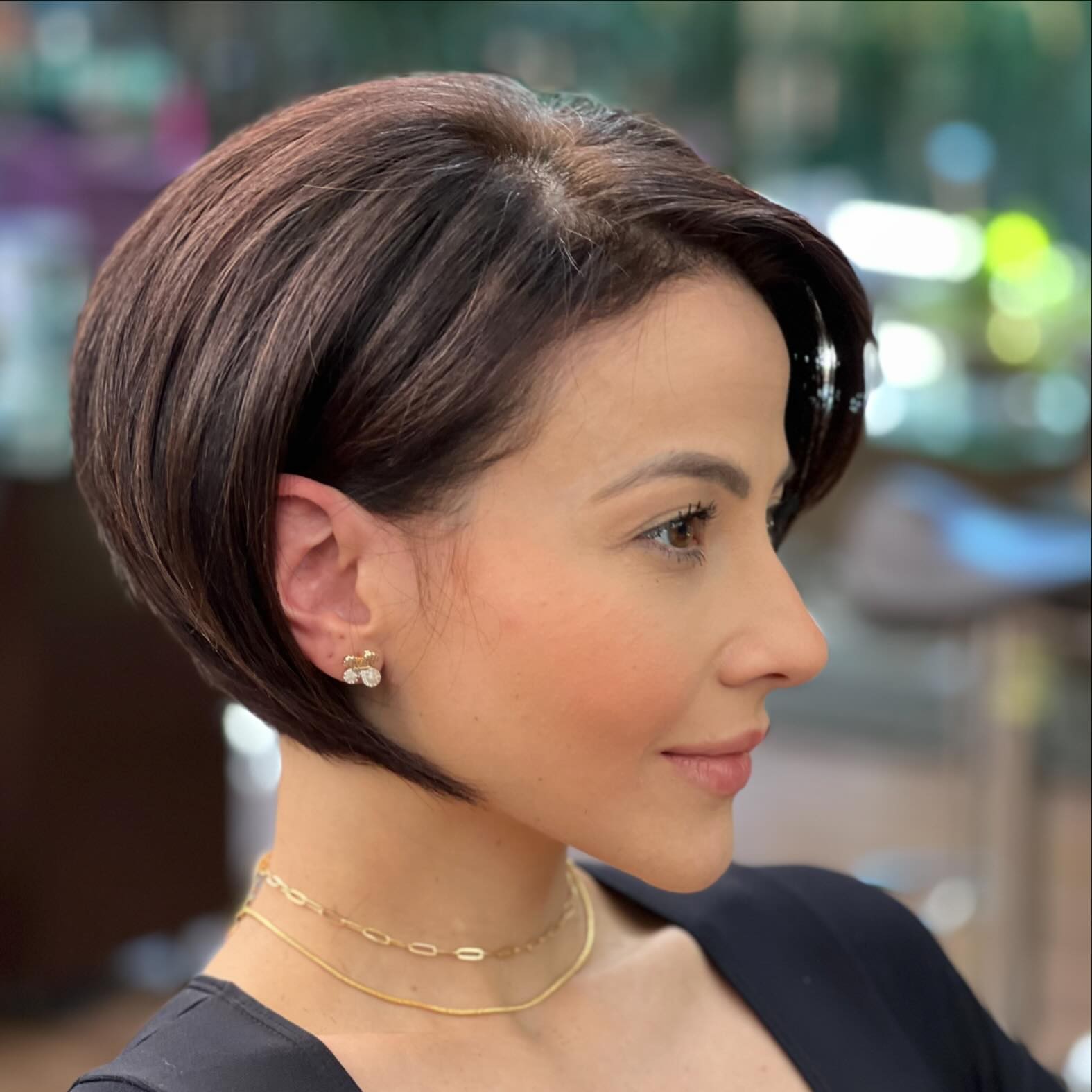 Chic Asymmetrical Brunette Bob