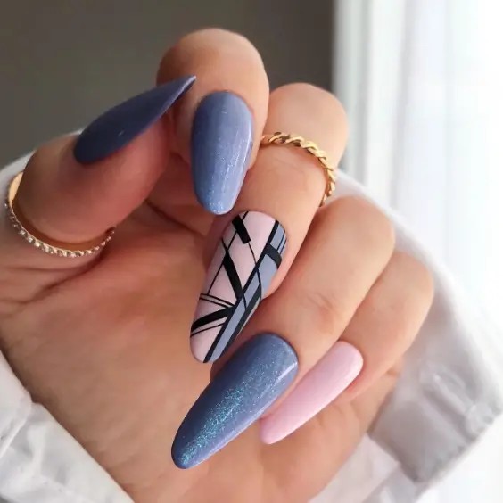 Blue and Pink Geometric Design