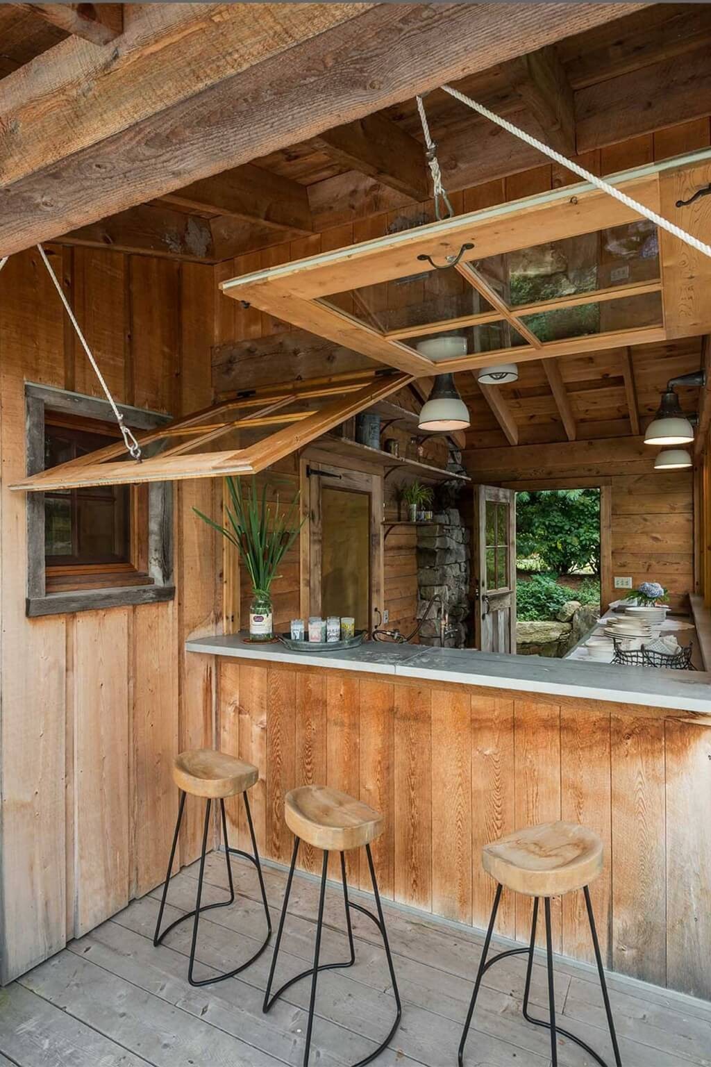 Outdoor Bar with Retractable Windows