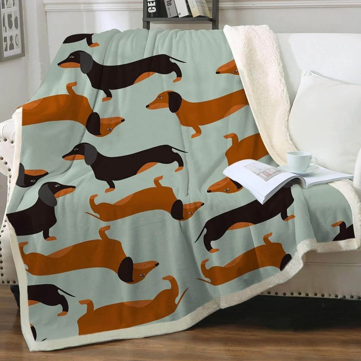 Stylized Dachshund Fleece Blanket