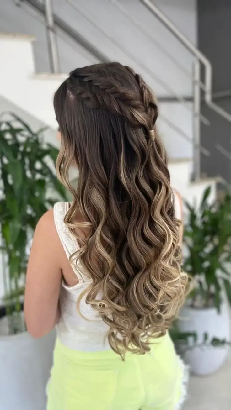 Braided Crown with Luscious Curls