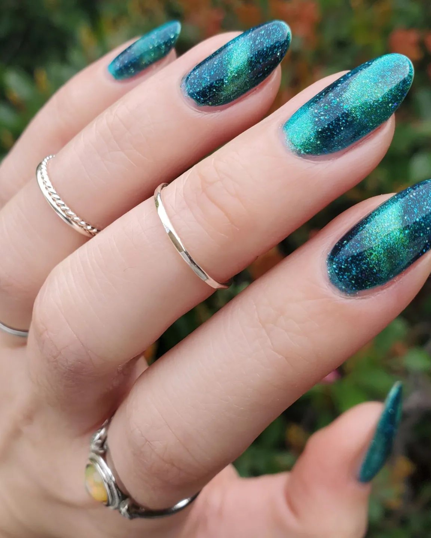 Ocean Depths Holographic Nails