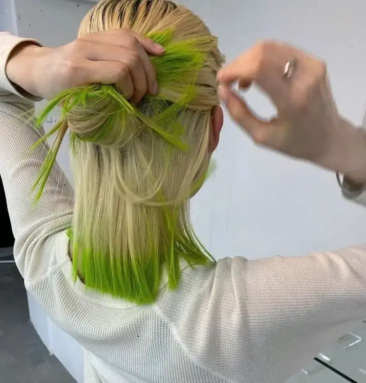 Blonde with Hidden Green Highlights