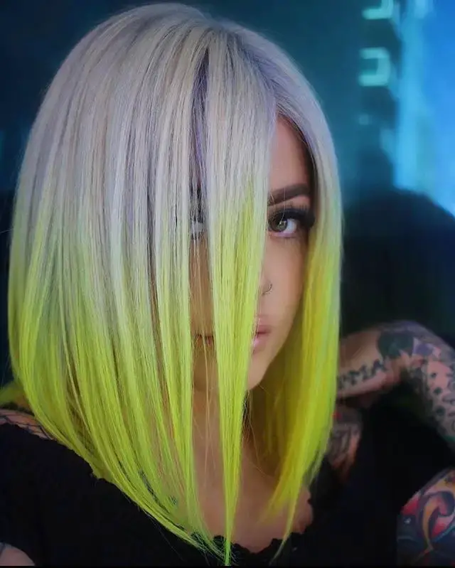 Sleek Neon Green Bob