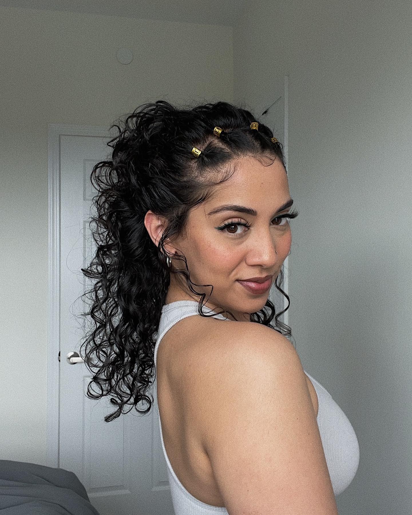 Curly Half-Up Ponytail