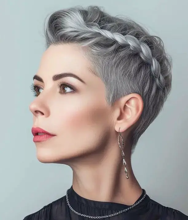 Silver Elegance with Braided Crown