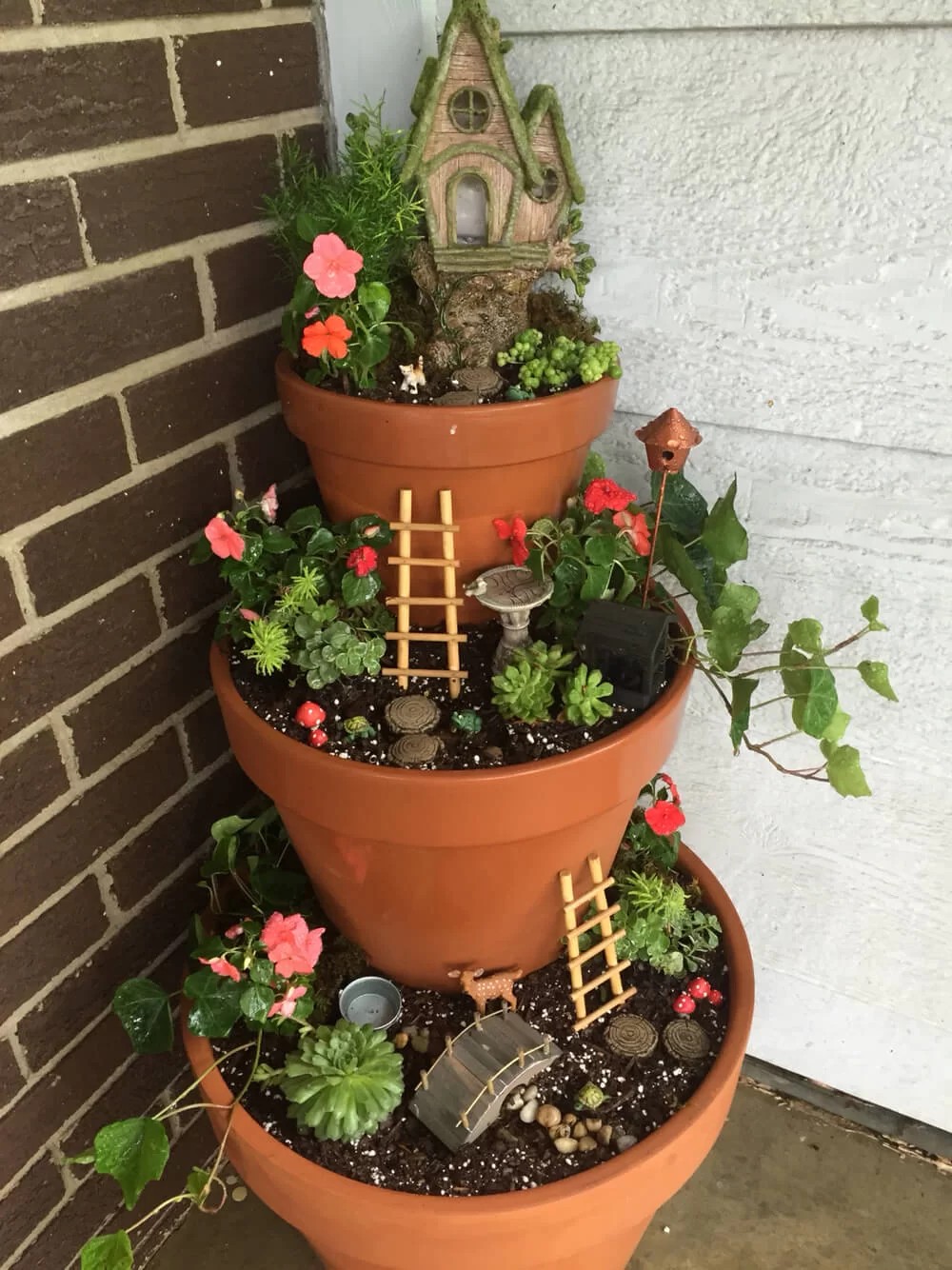 Tiered Front Porch Fairy Garden