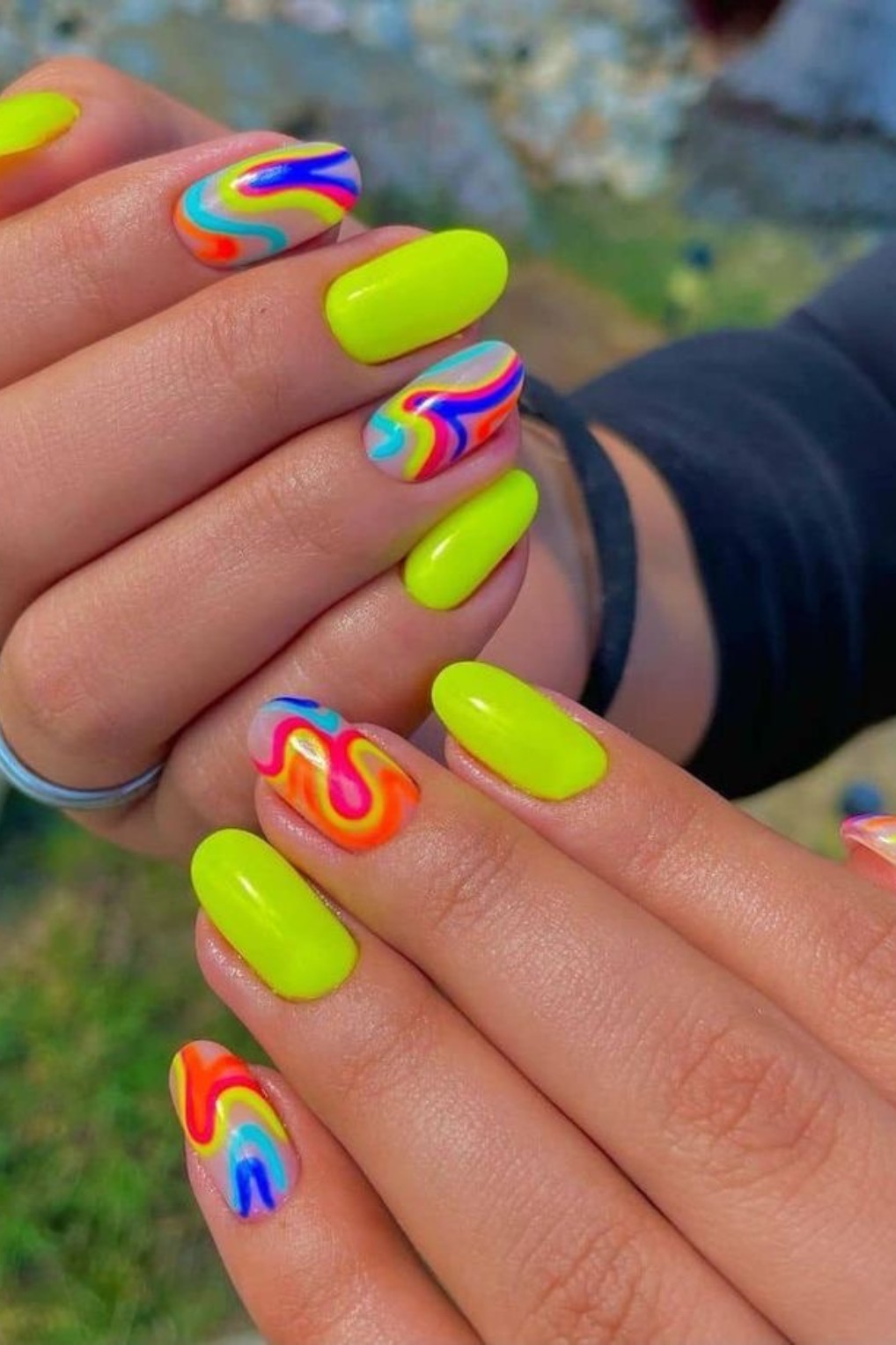 Neon Ribbons: Vibrant Energy on Your Fingertips