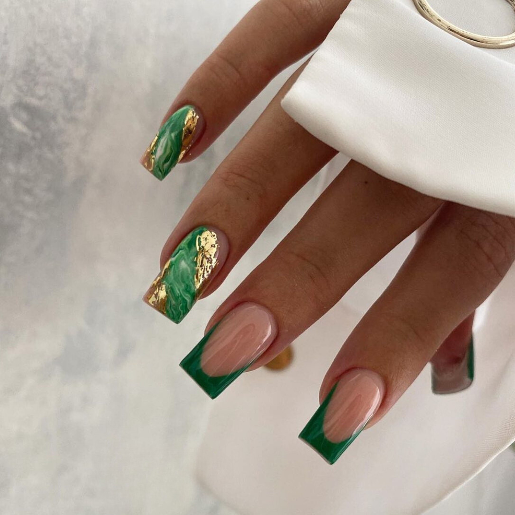 Green Marble and Gold Foil