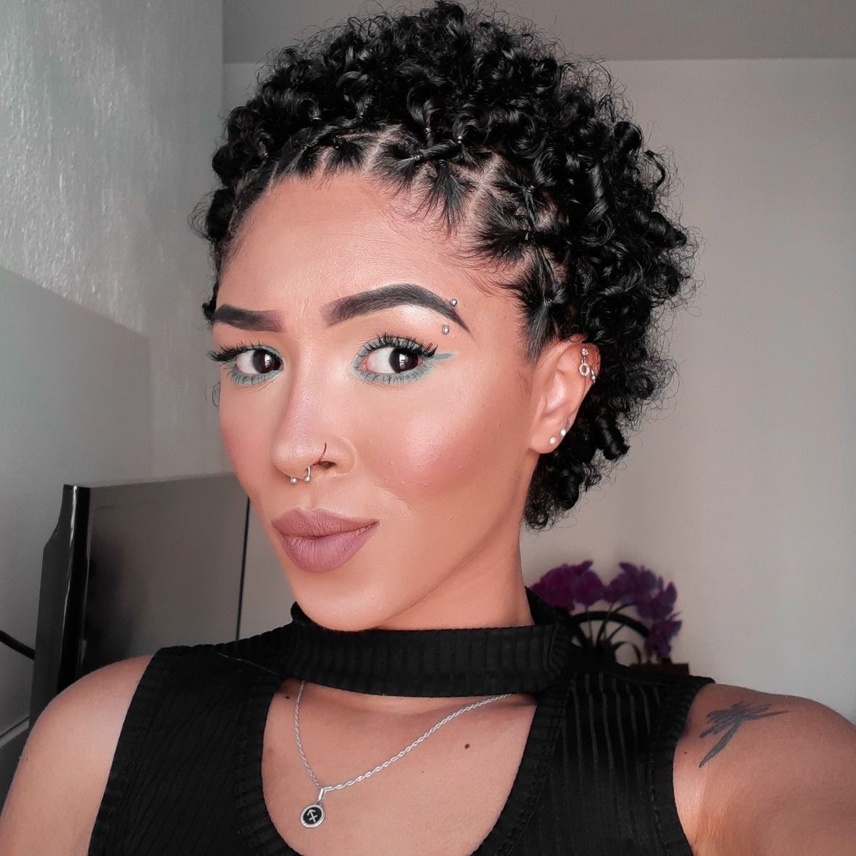 Edgy Curly Top with Shaved Sides