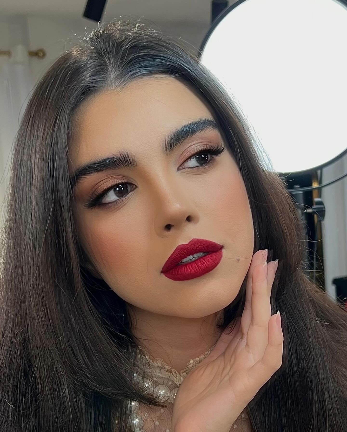 Bold Red Lip with Subtle Eye Makeup