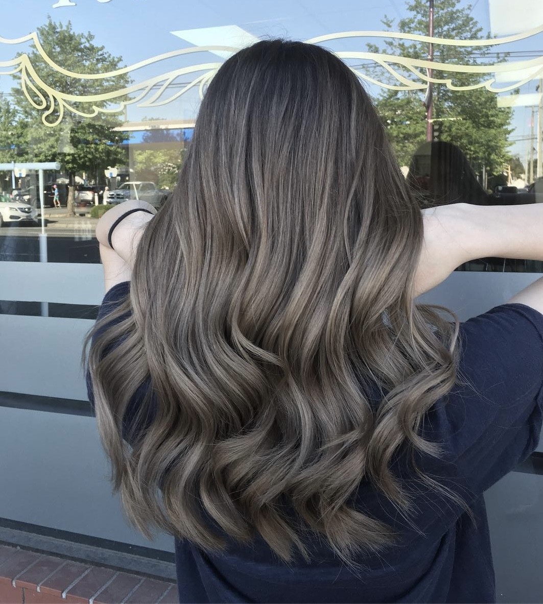 Ash Brown Elegance: Long Cascading Curls