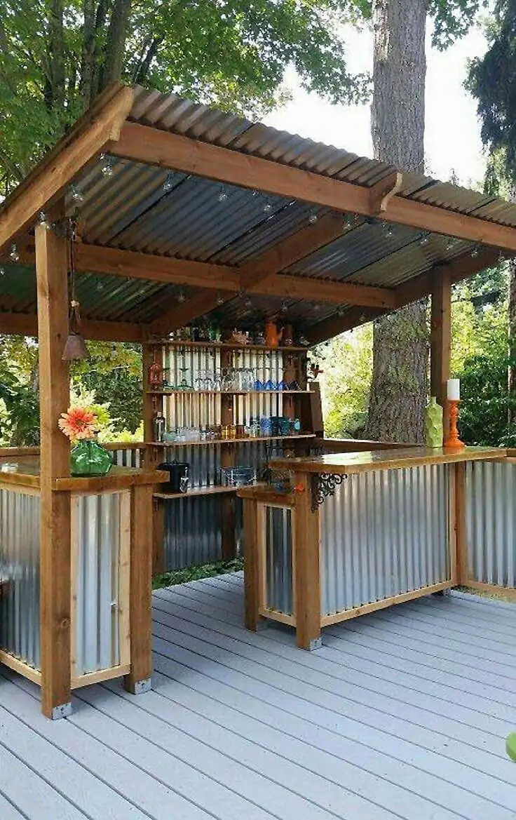 DIY Corrugated Metal Outdoor Bar