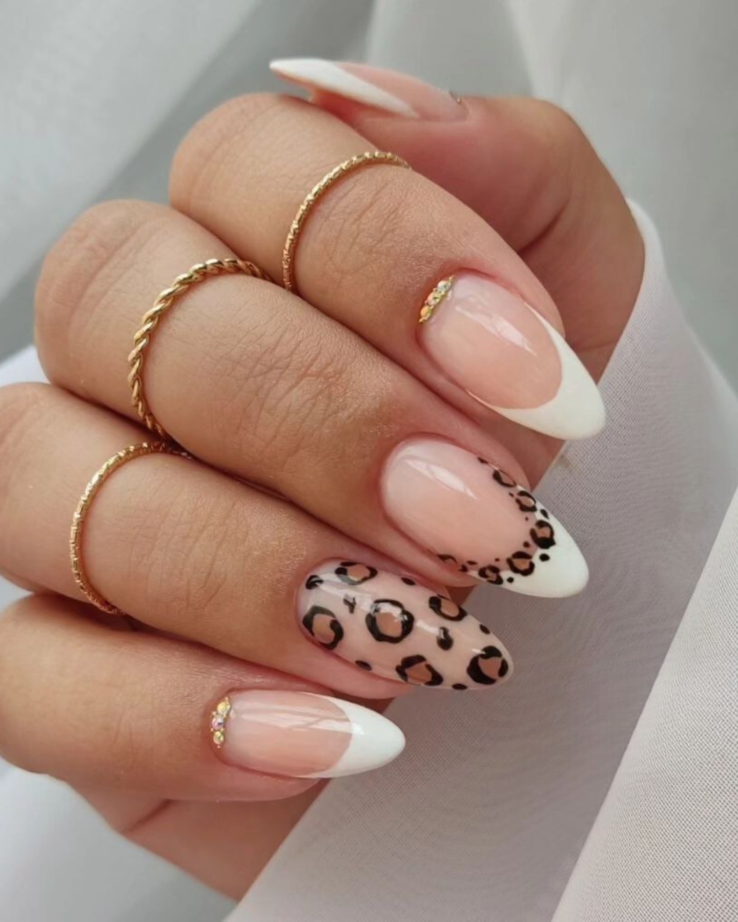 Elegant French Leopard Nails