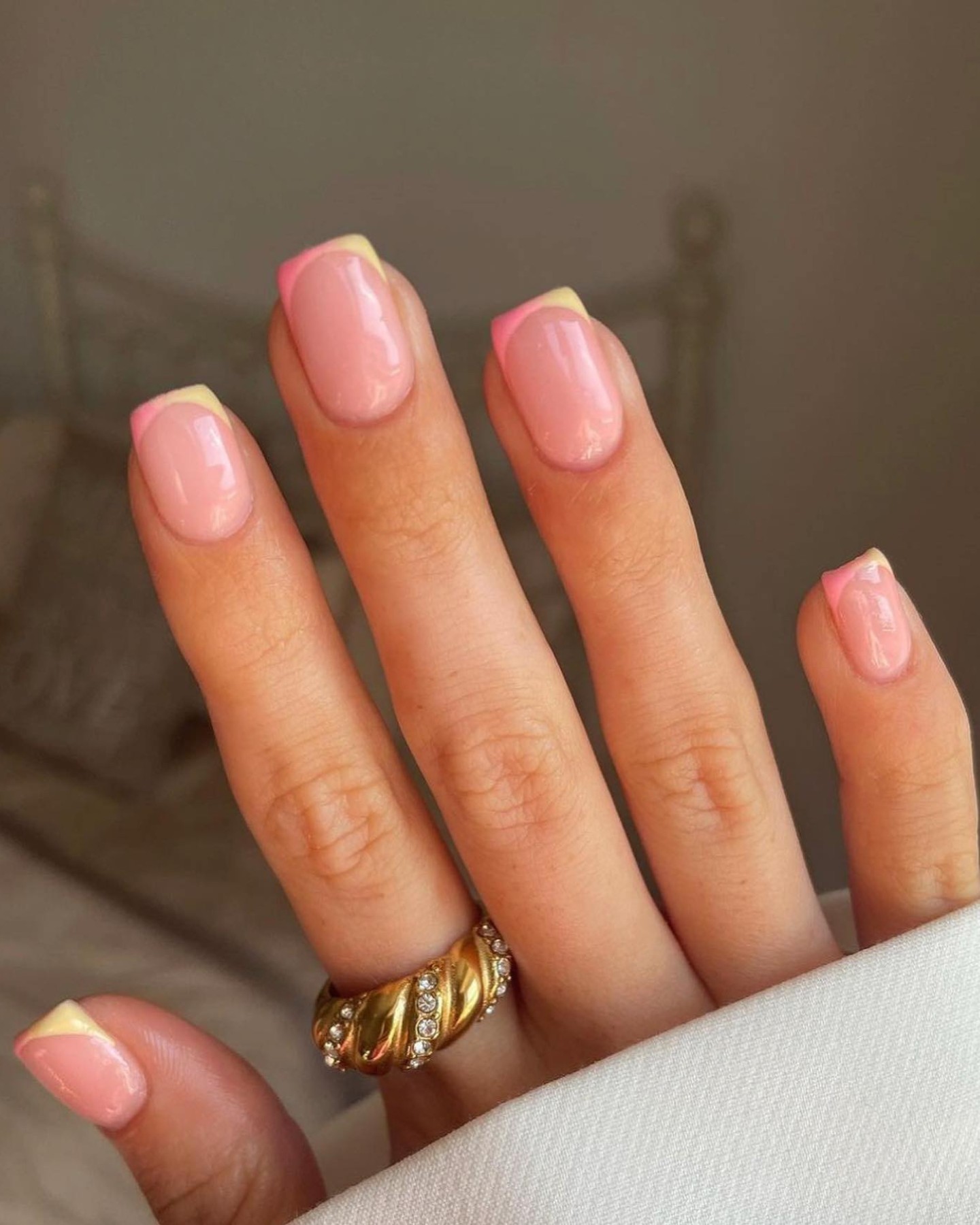 French Manicure with a Pop of Pink