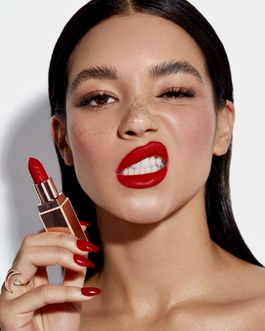 Bold and Playful Red Lip