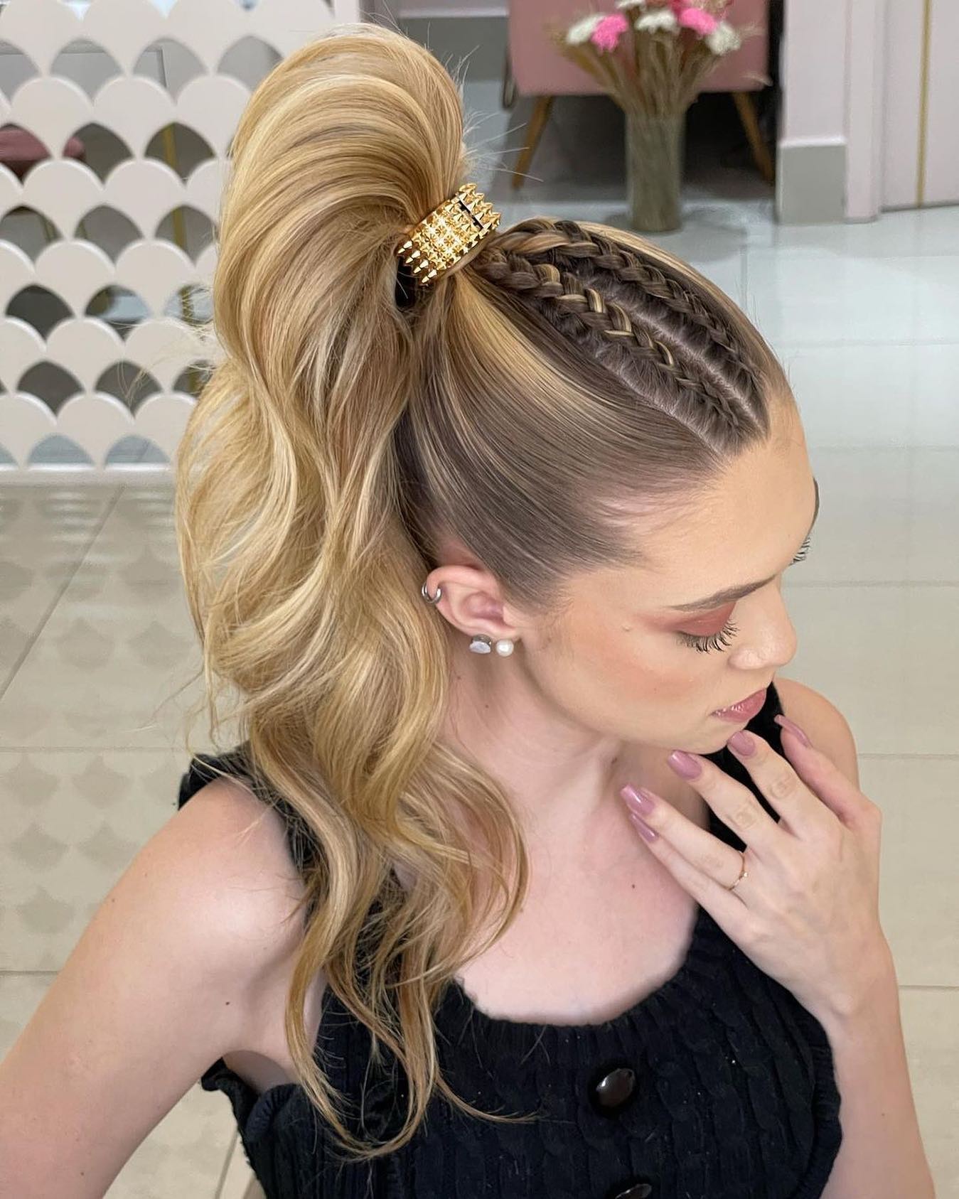 The High Ponytail with a Braided Detail