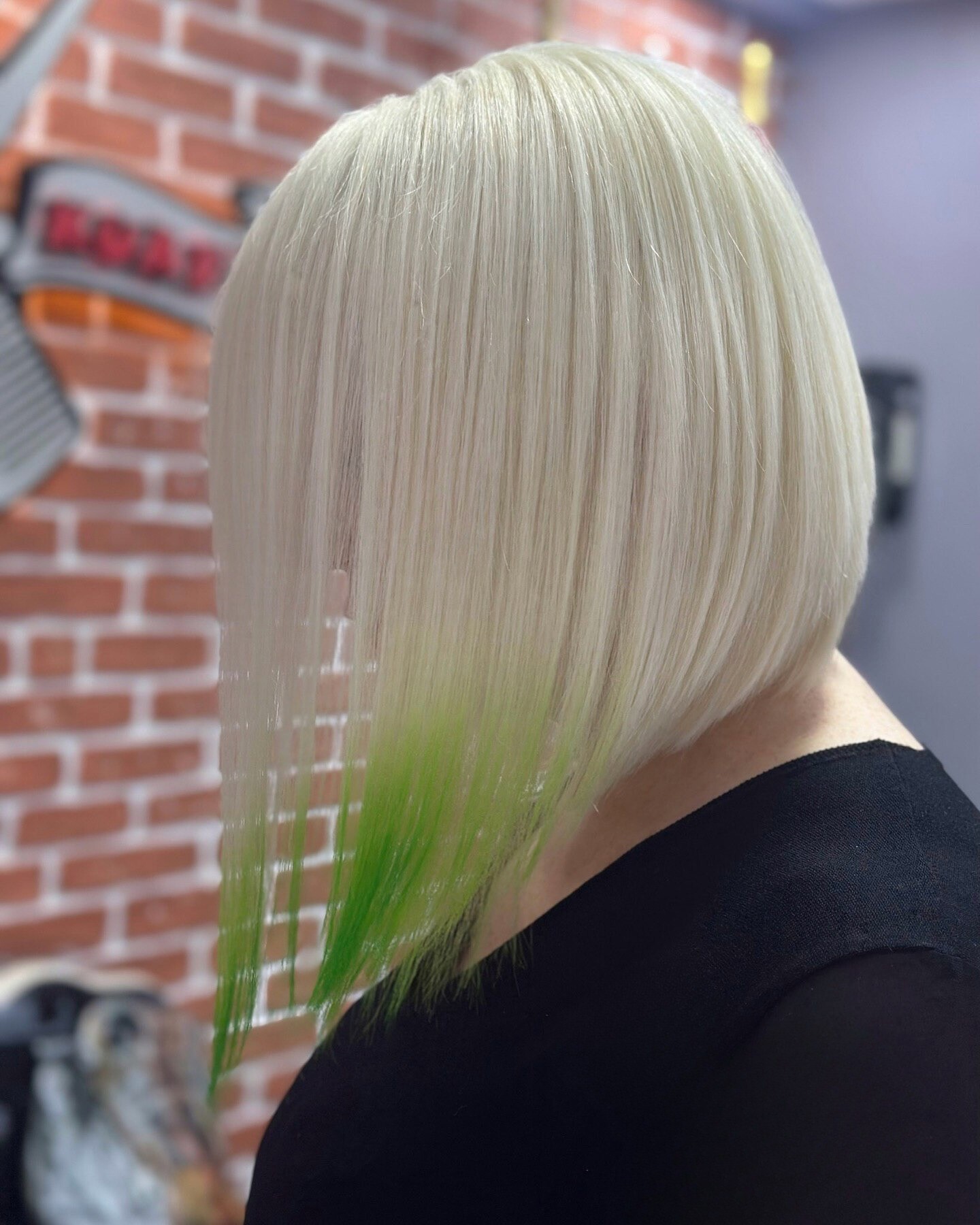 Neon Green Bob with Blonde Tips