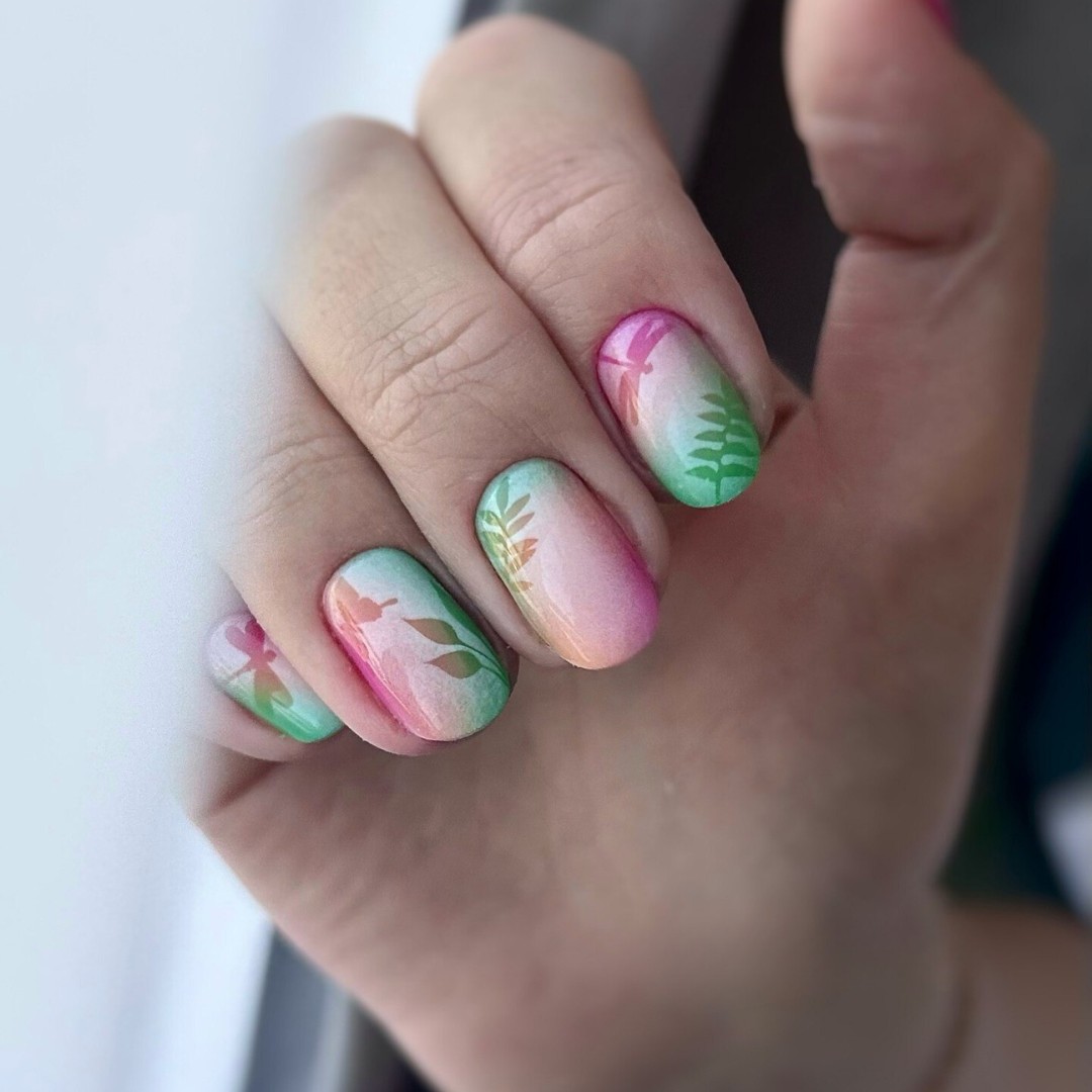 Pastel Rainbow Gradient with Floral Patterns