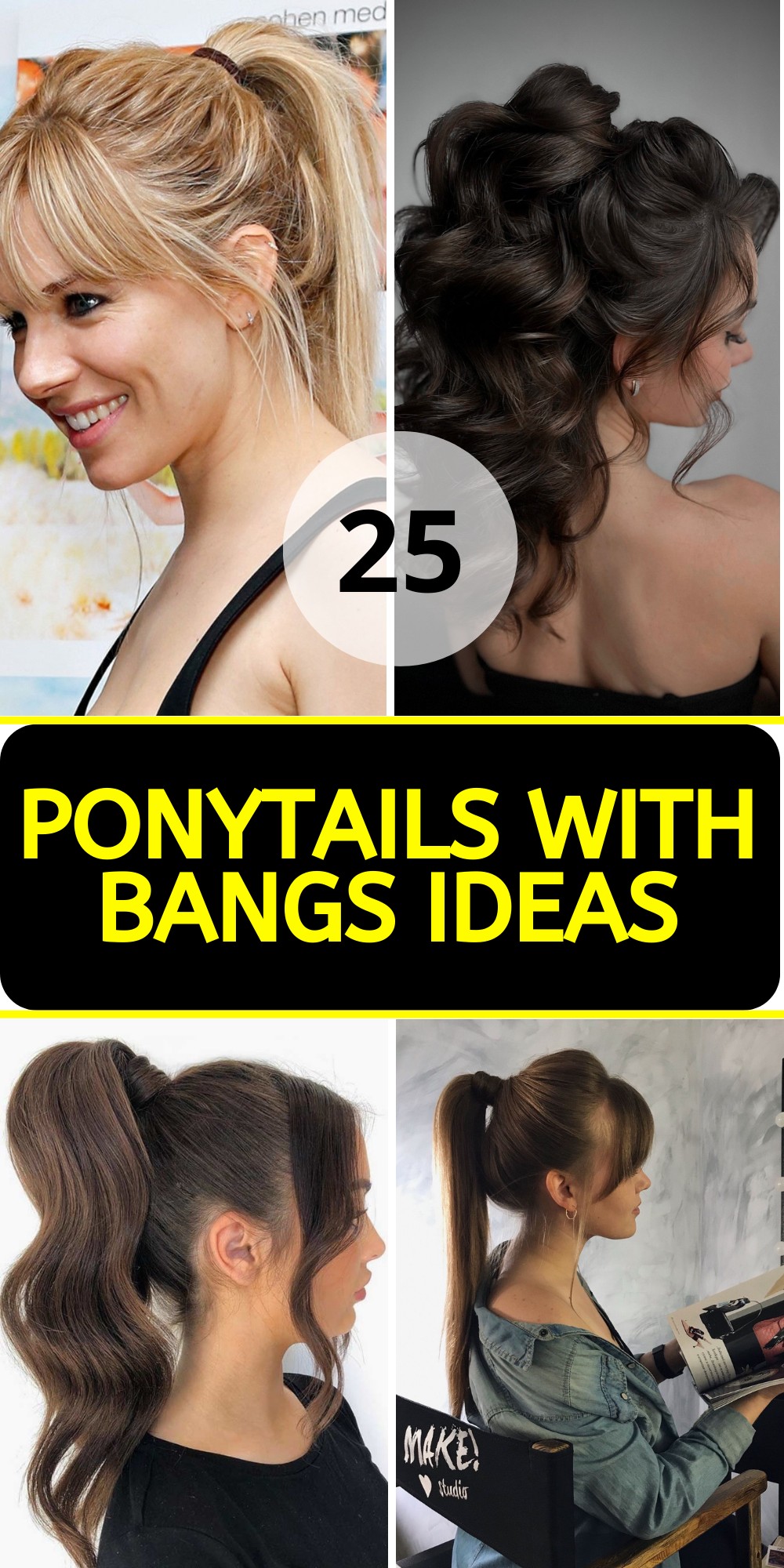 Voluminous High Ponytail with Curly Bangs