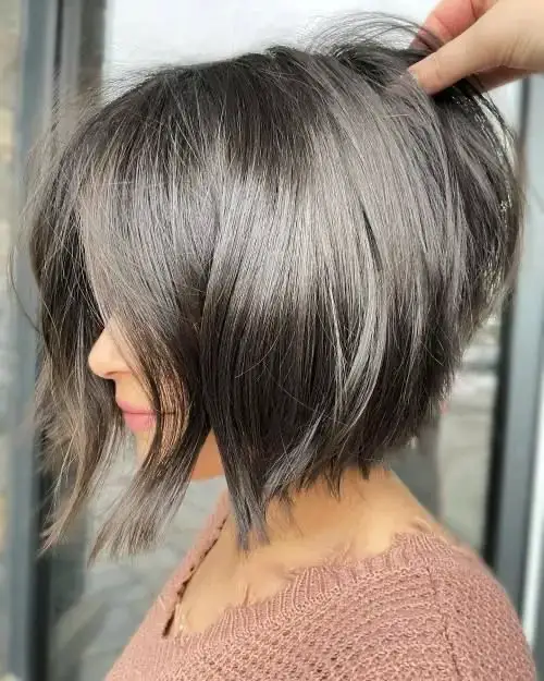 The Smoky Silver Layered Bob