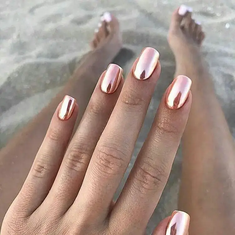 Rose Gold Mirror Nails