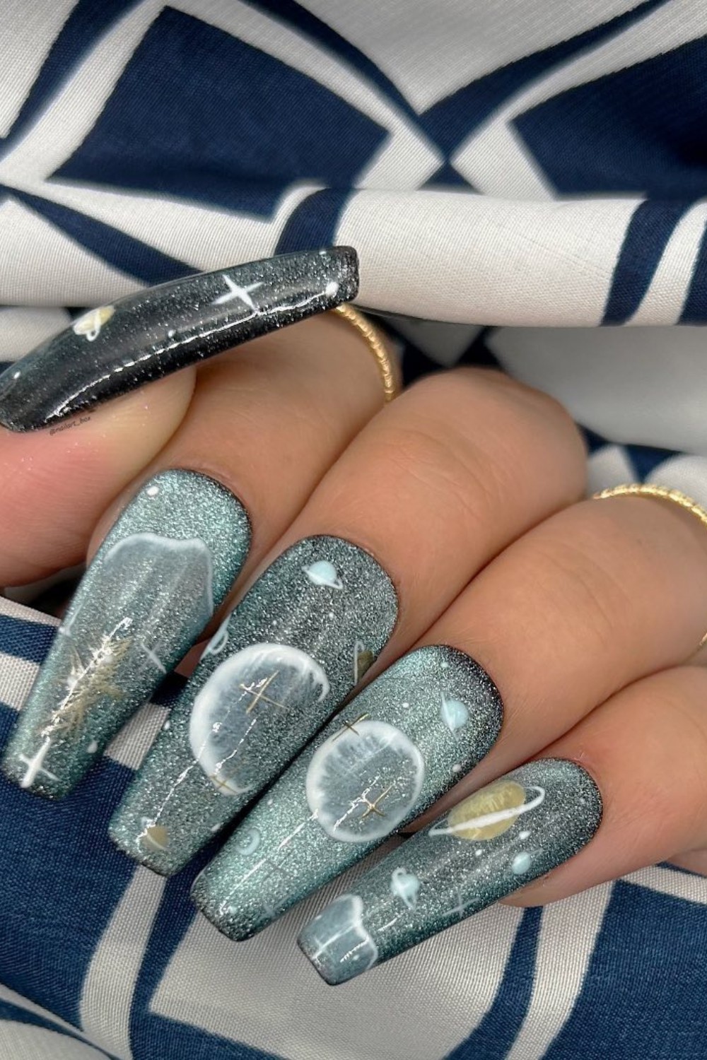 Silver Galaxy Nails