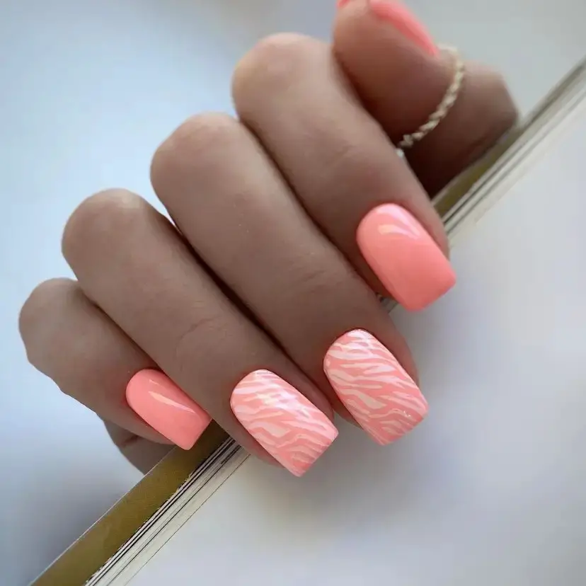 Tropical Whisper: Subtle Art on Short Nails