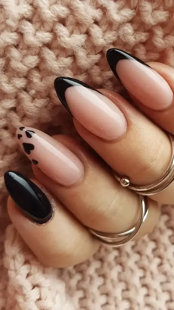 Pink and Black French Tips