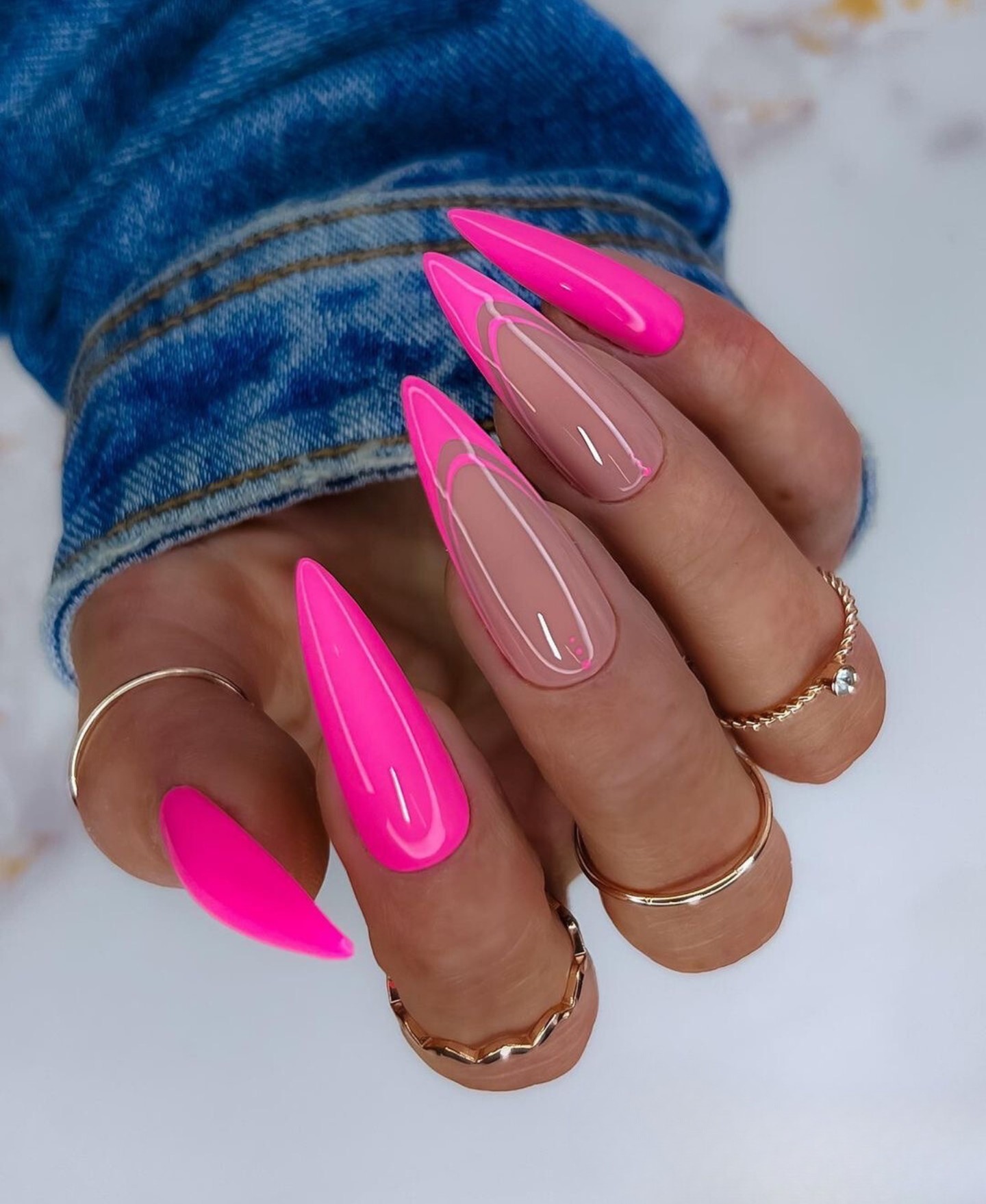 Fluorescent Pink with Elegant Nude Accents