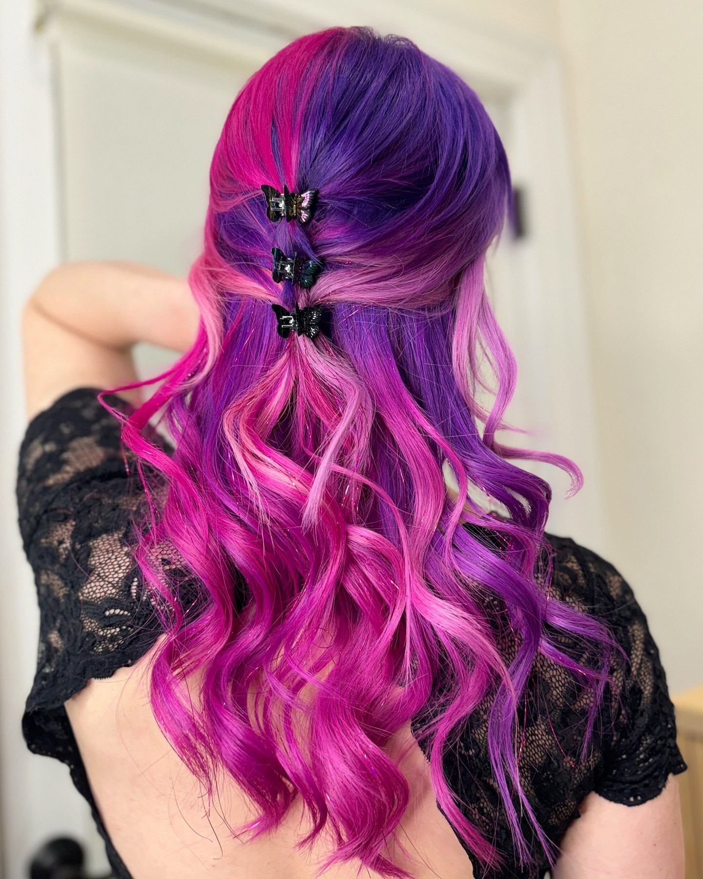 Elegant Half-Up Pink and Purple