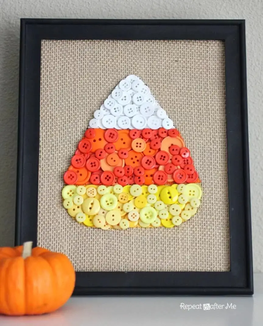 Handmade Candy Corn Button Art