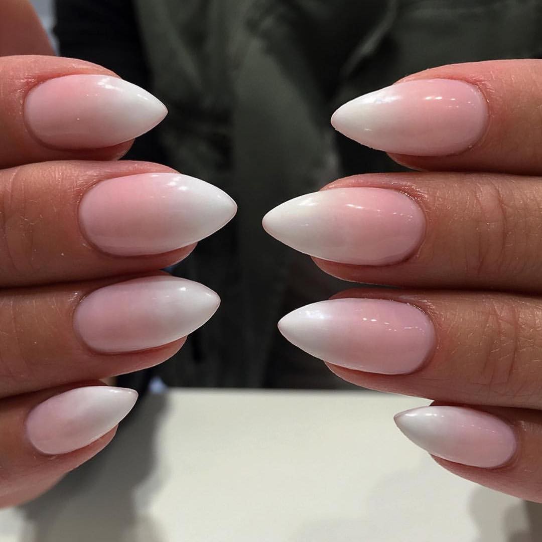 Sharp White Ombre with Almond Shape