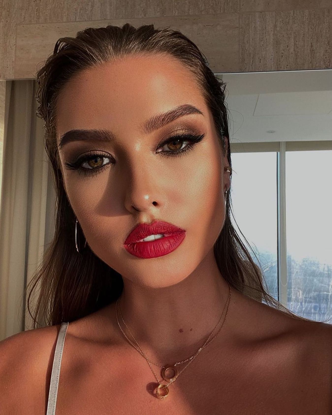 Sun-Kissed Glow with a Red Lip