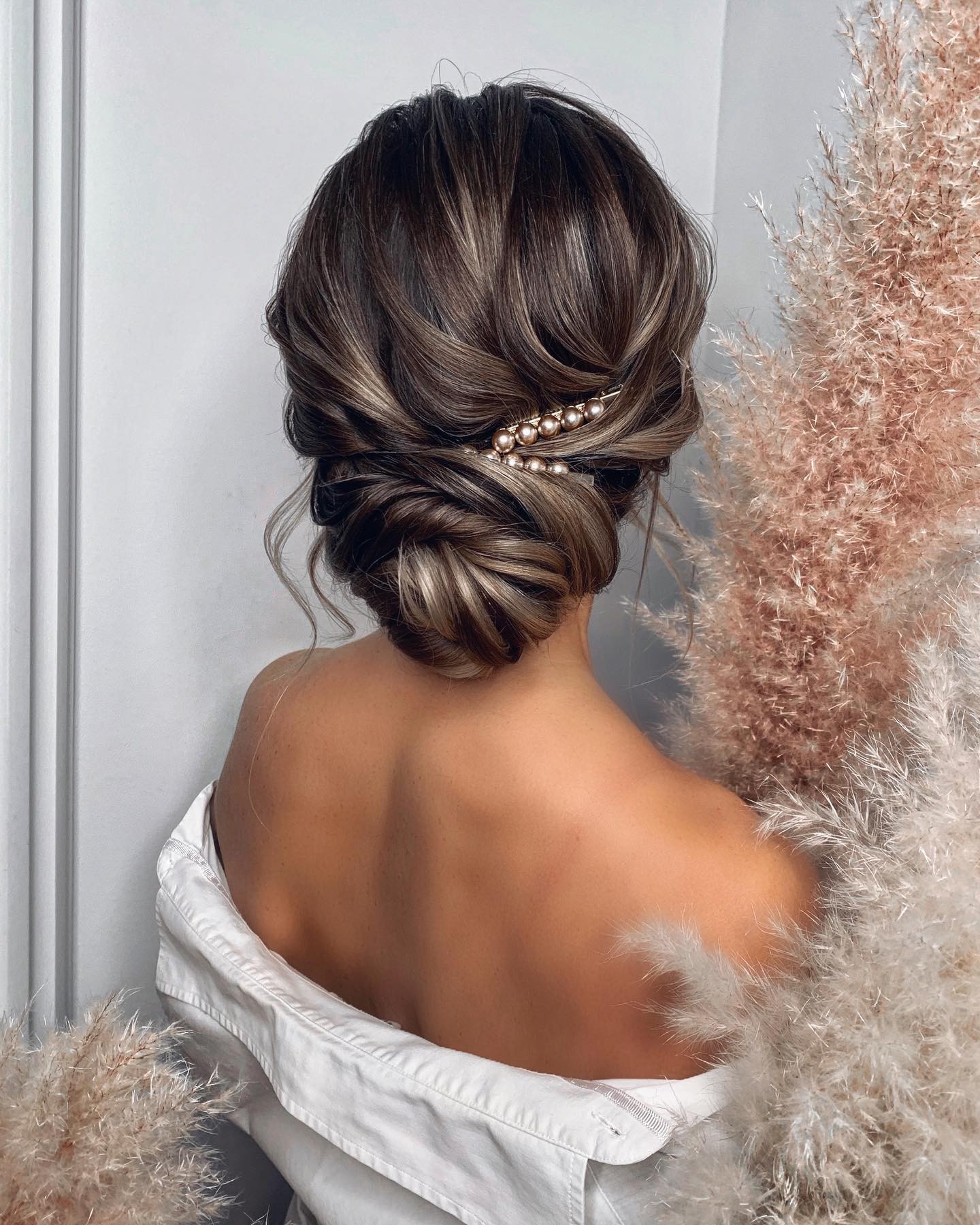 Elegant Low Bun with Pearls