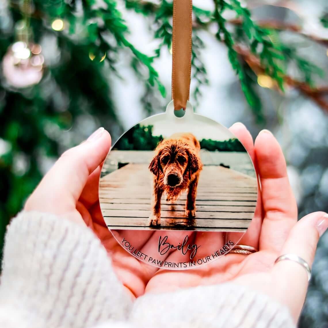 Paw Prints in Our Hearts Christmas Tree Ornament