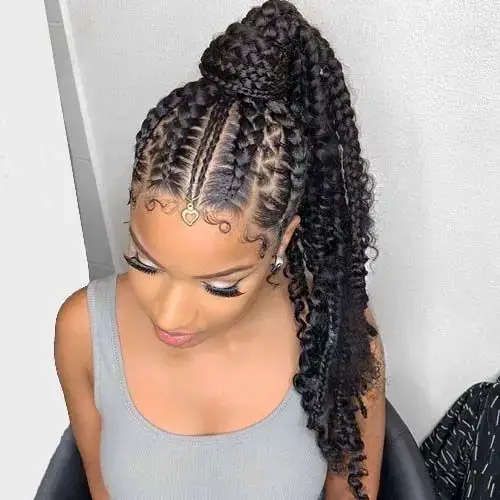 The Elegant Cornrow and Curls Combo