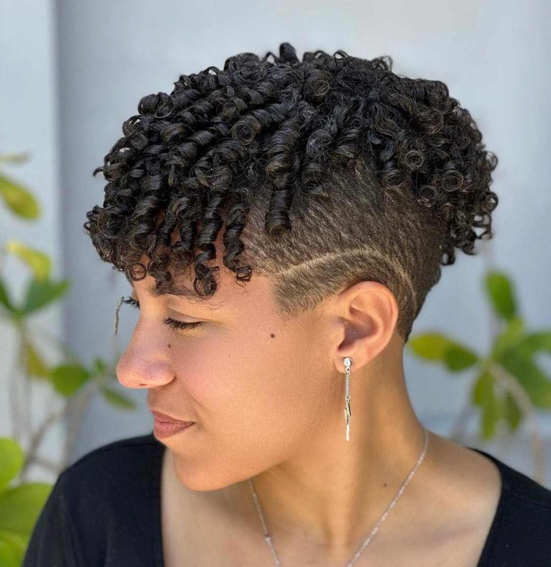 Creative Curly Pixie with Shaved Design