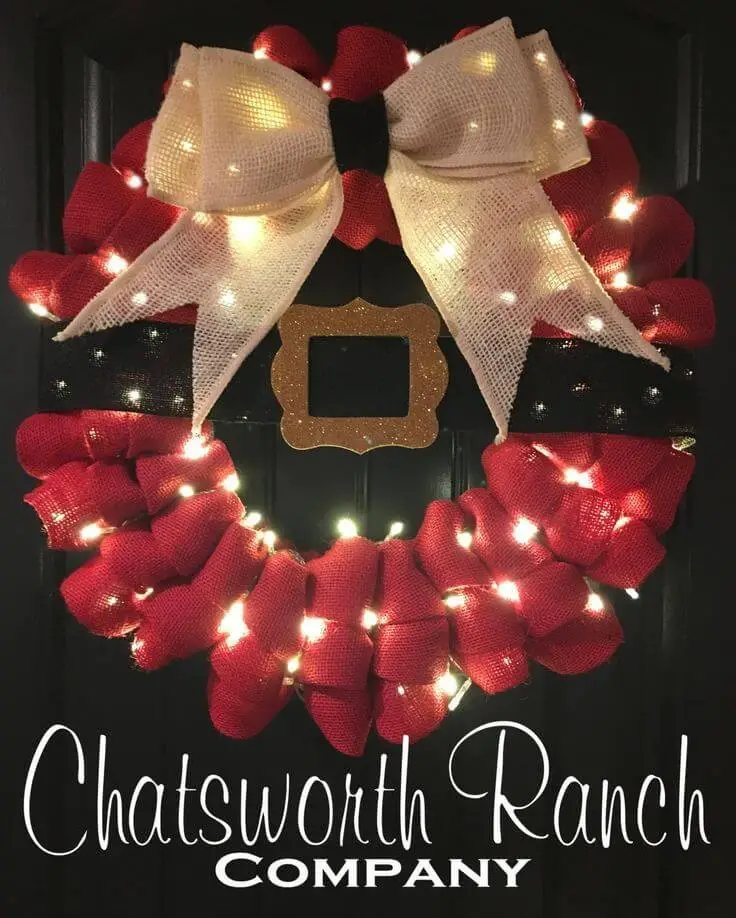 Lighted Santa’s Belt Ruffled Wreath