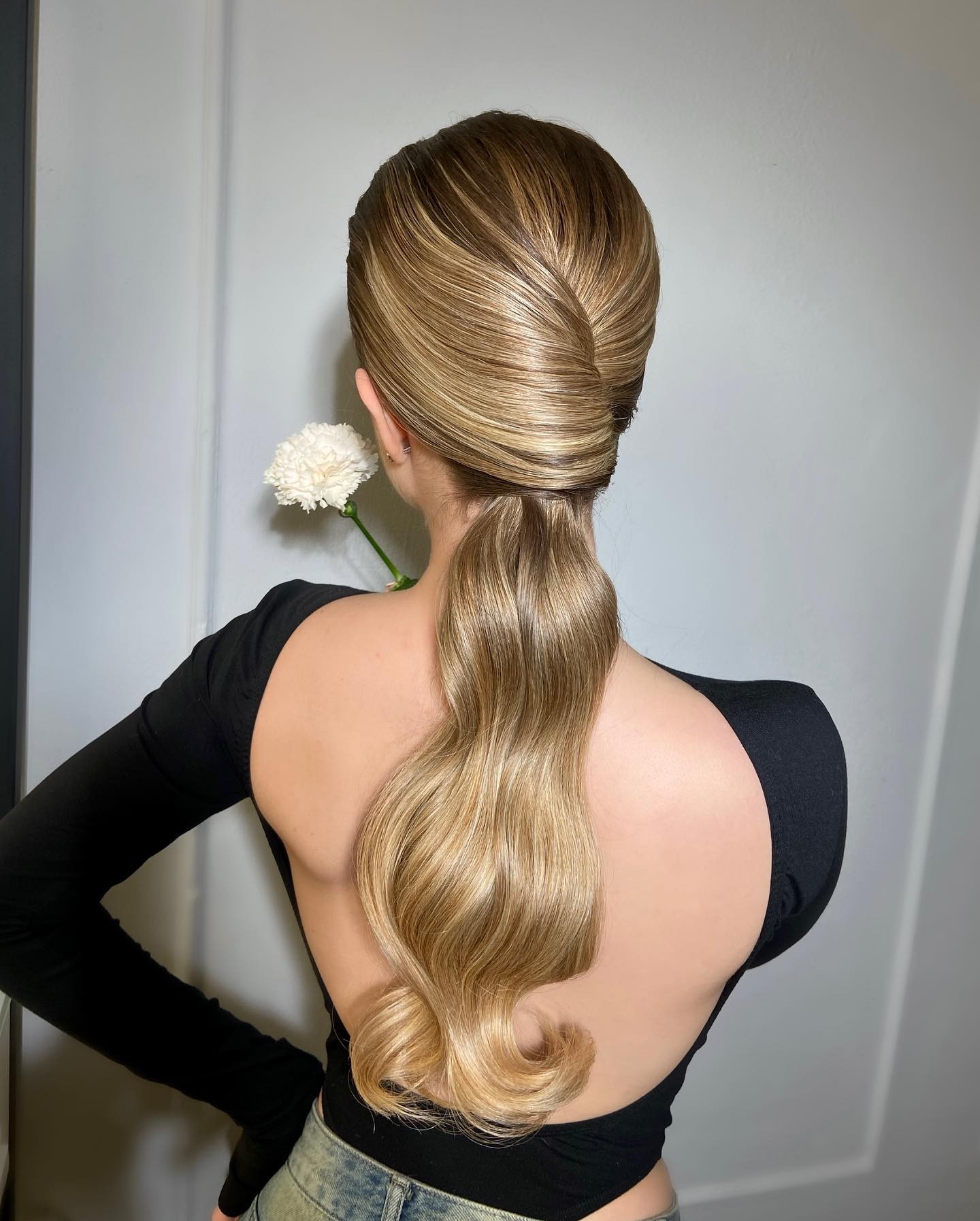 Sleek Braided Ponytail with Ribbon