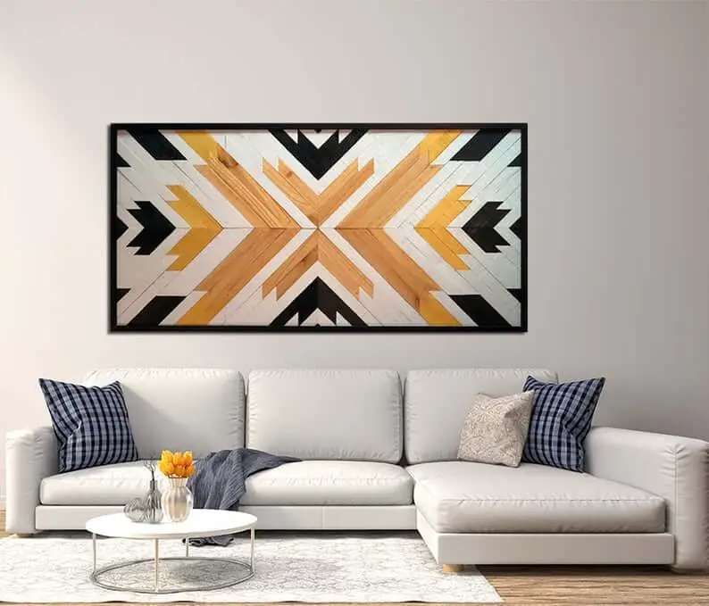 Powerful Painted Sunburst Wooden Wall Art