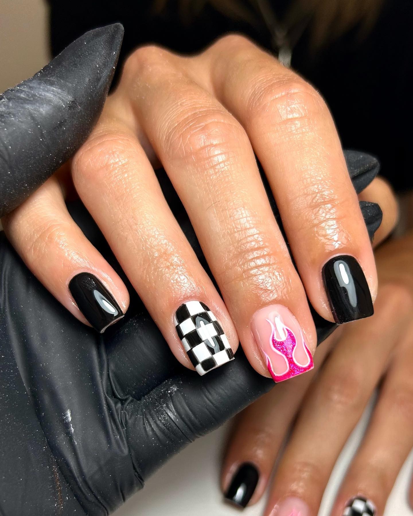 Bold Black and Pink Flames