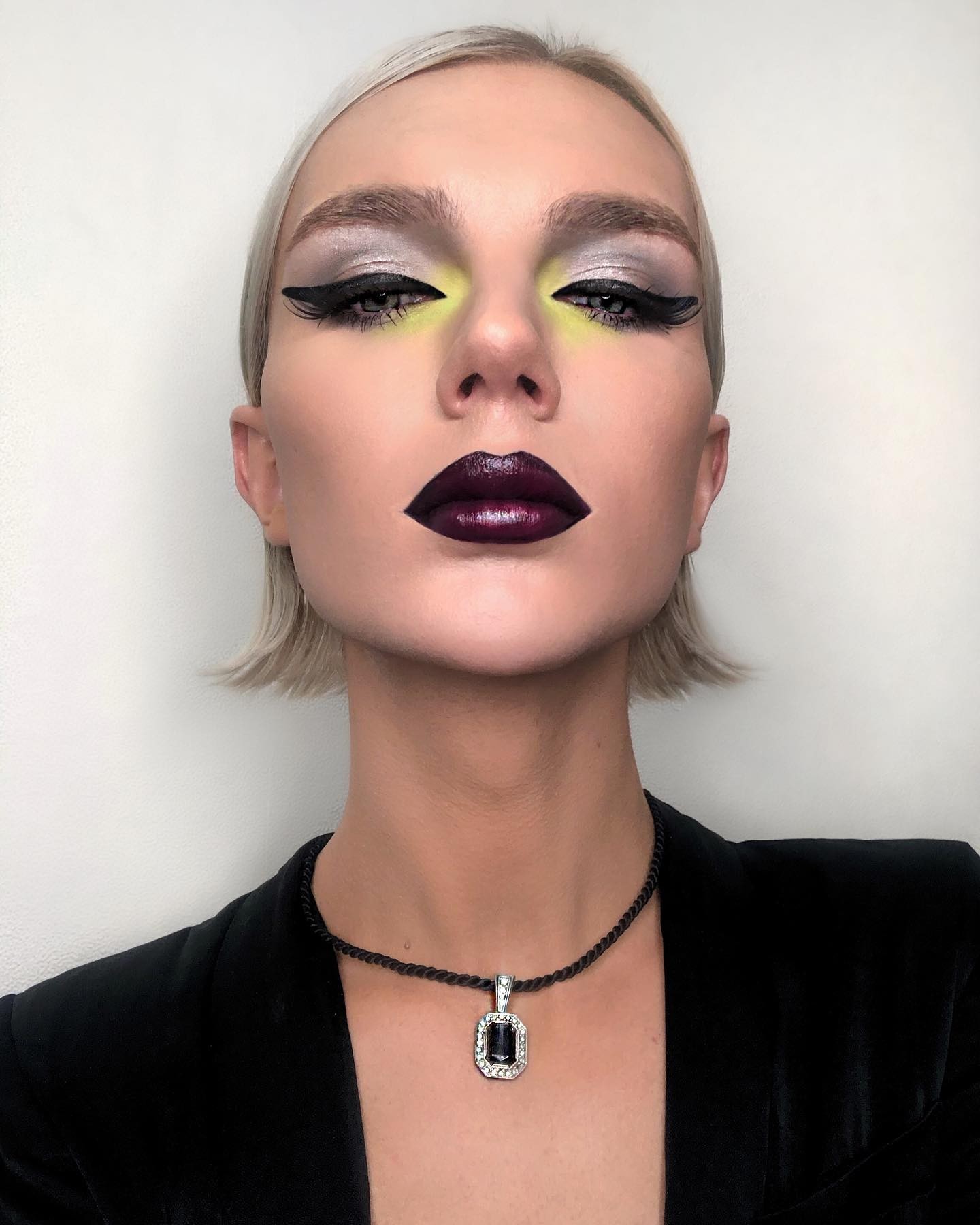 Dramatic Winged Eyeliner with Dark Lips