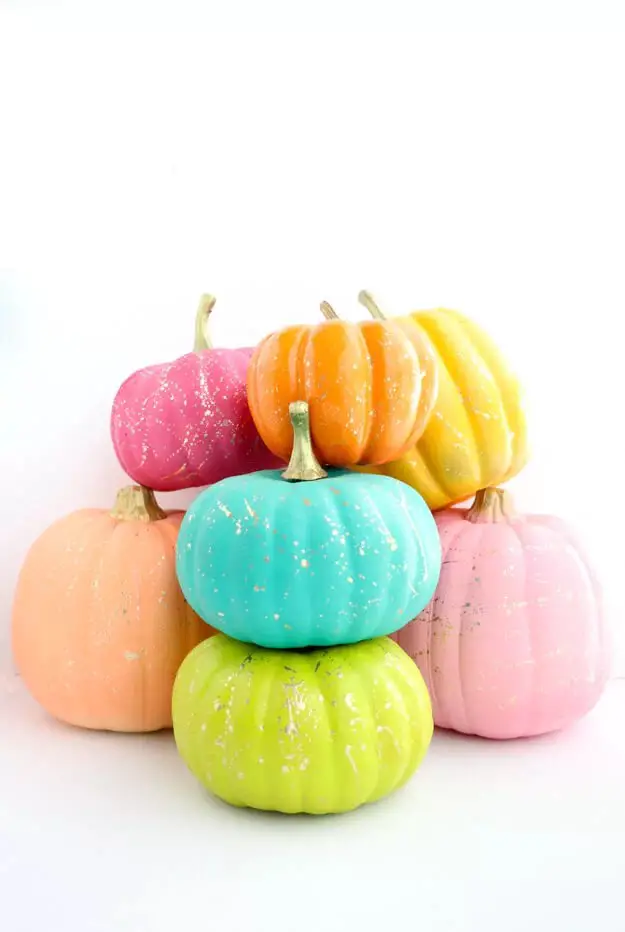 Chic Gold Splatter Painted Pumpkins