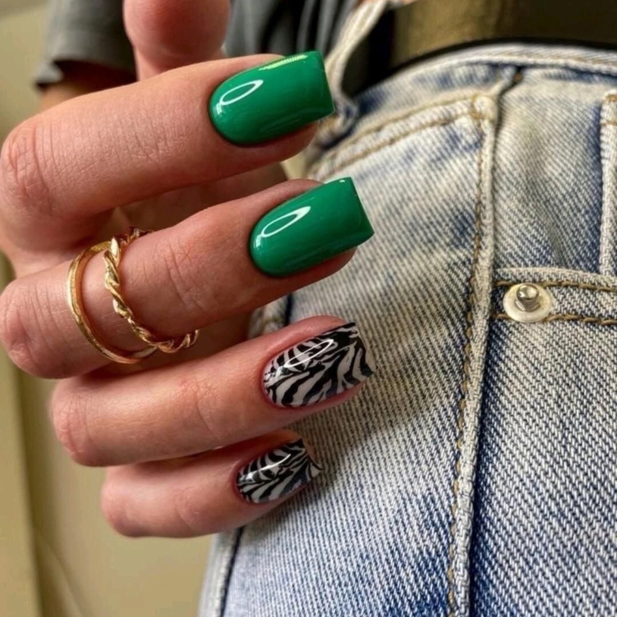 Bold Green with Zebra Print