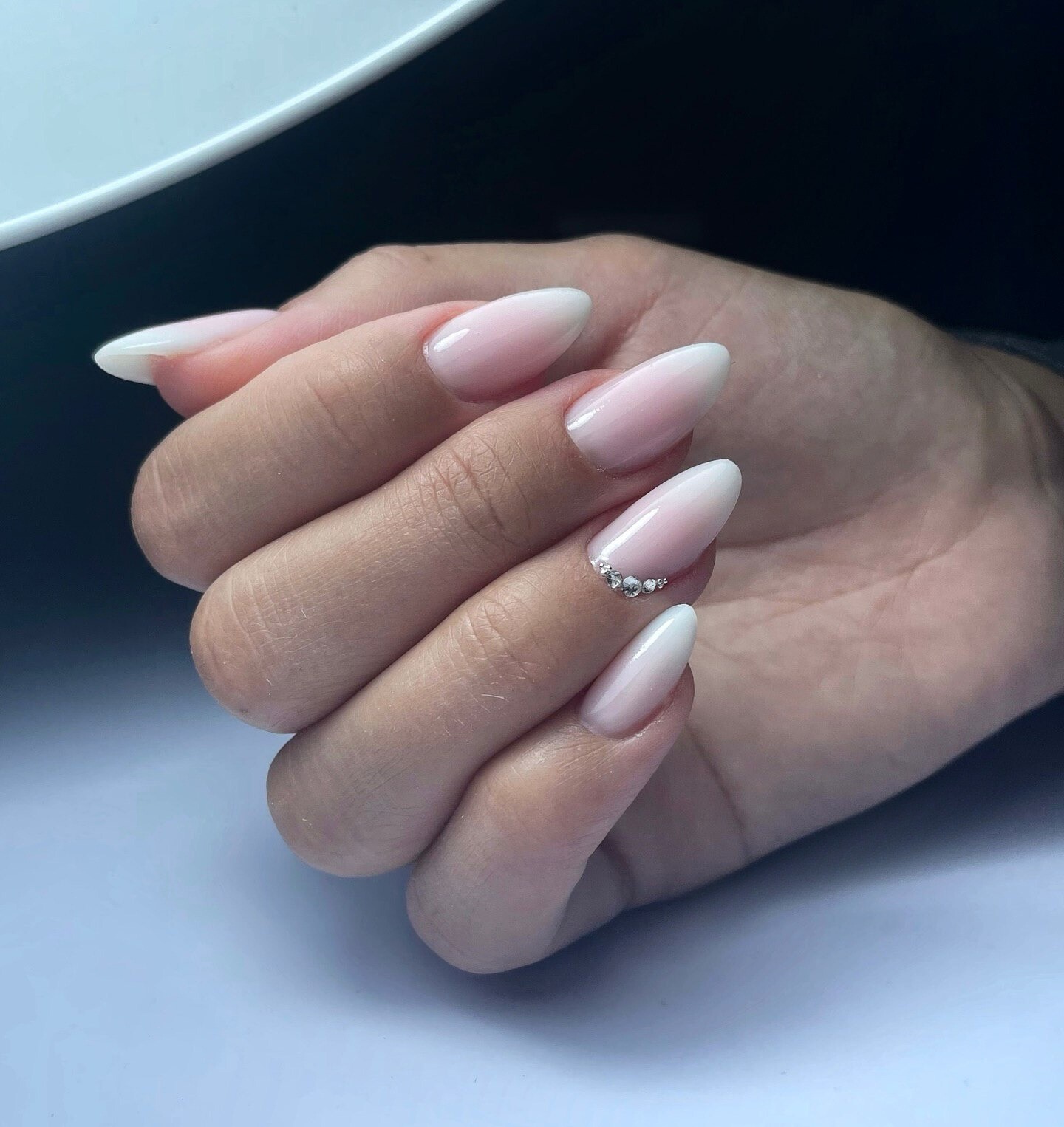 Sophisticated White Ombre with Rhinestones