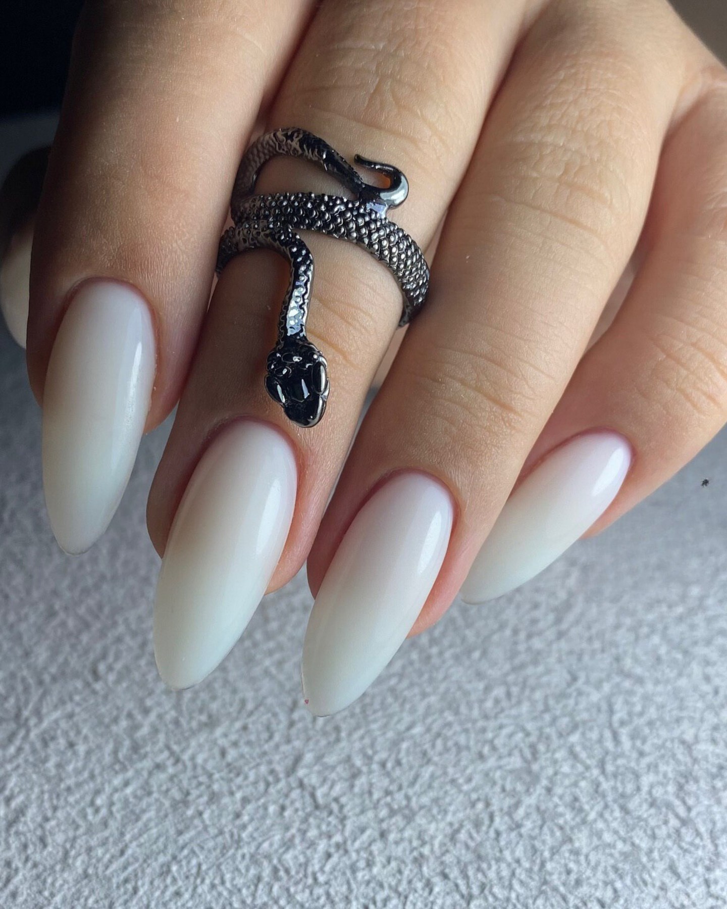 Elegant Milky White Ombre Nails